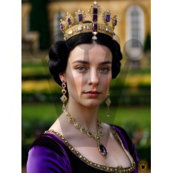 The Queen adores matching purple jewels